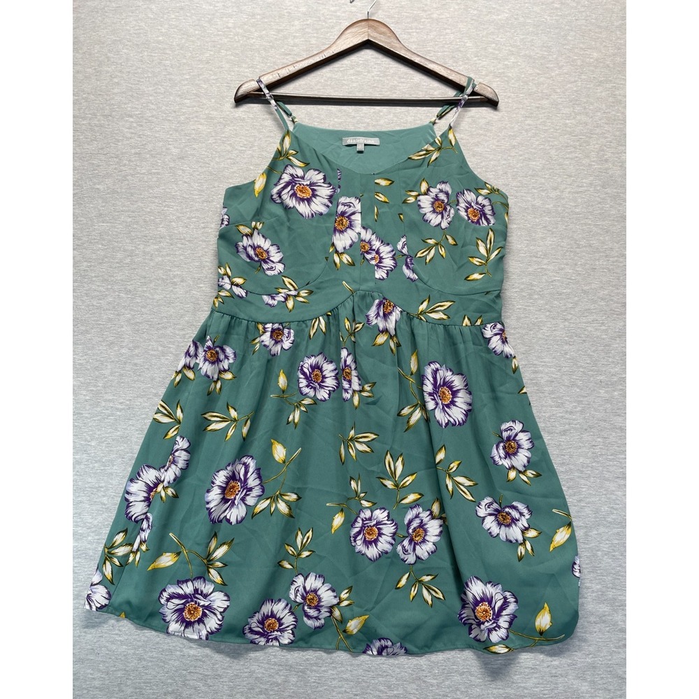 Daniel Rainn Sundress Womens Large Sage Green Multi Floral Print Empire Waist